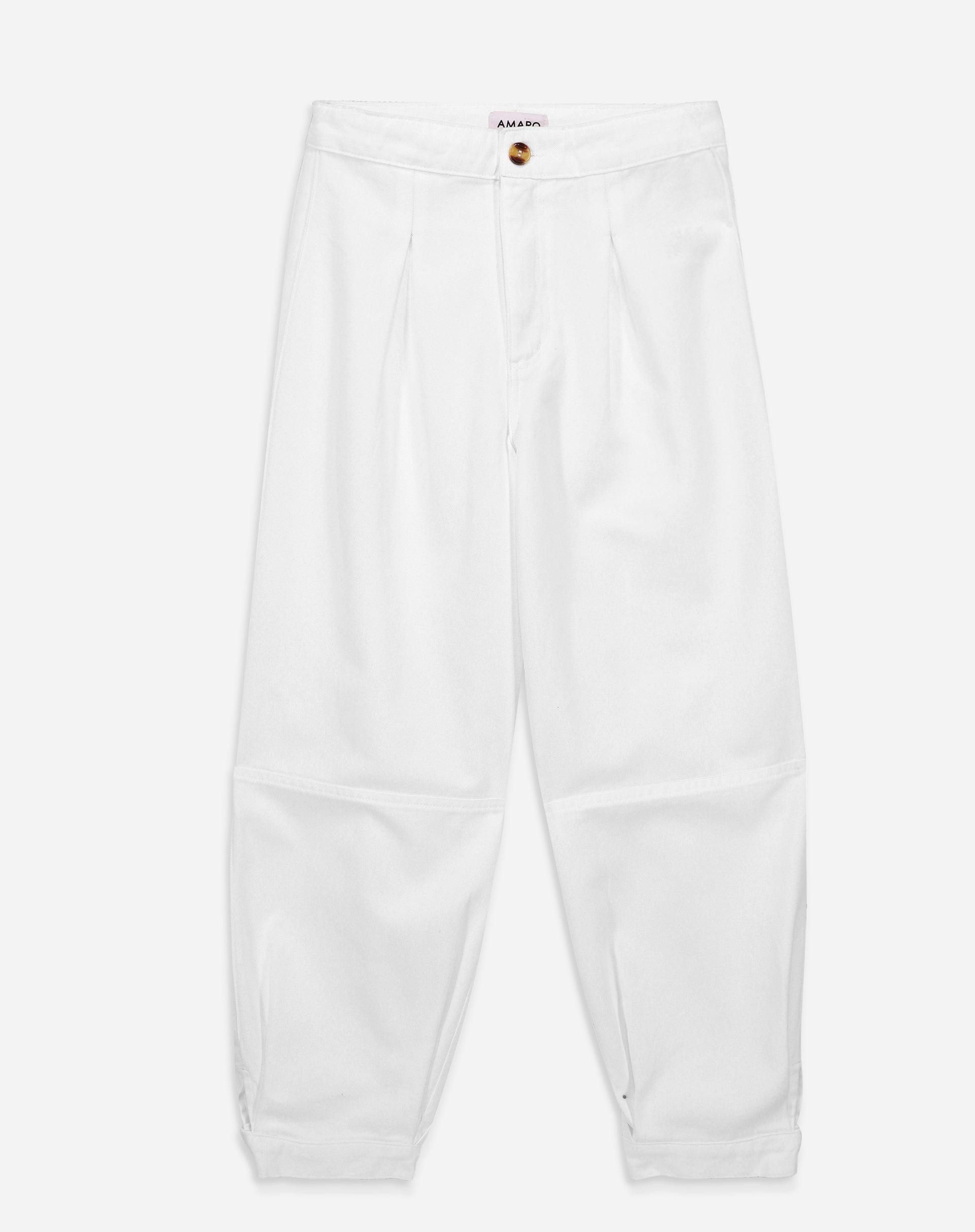 Calça Baggy de Sarja - Off-white