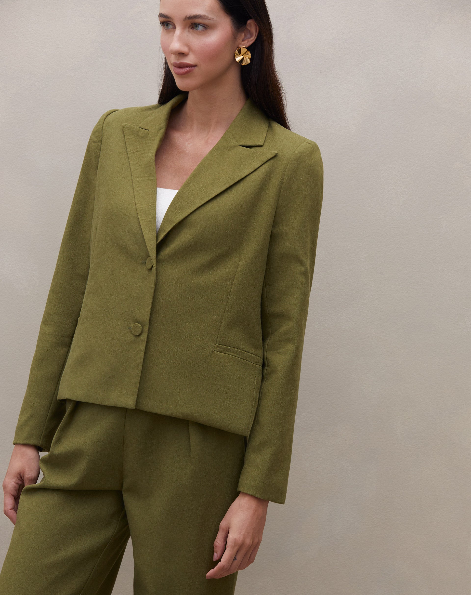 Blazer de Linho Alfaiataria - Verde Militar