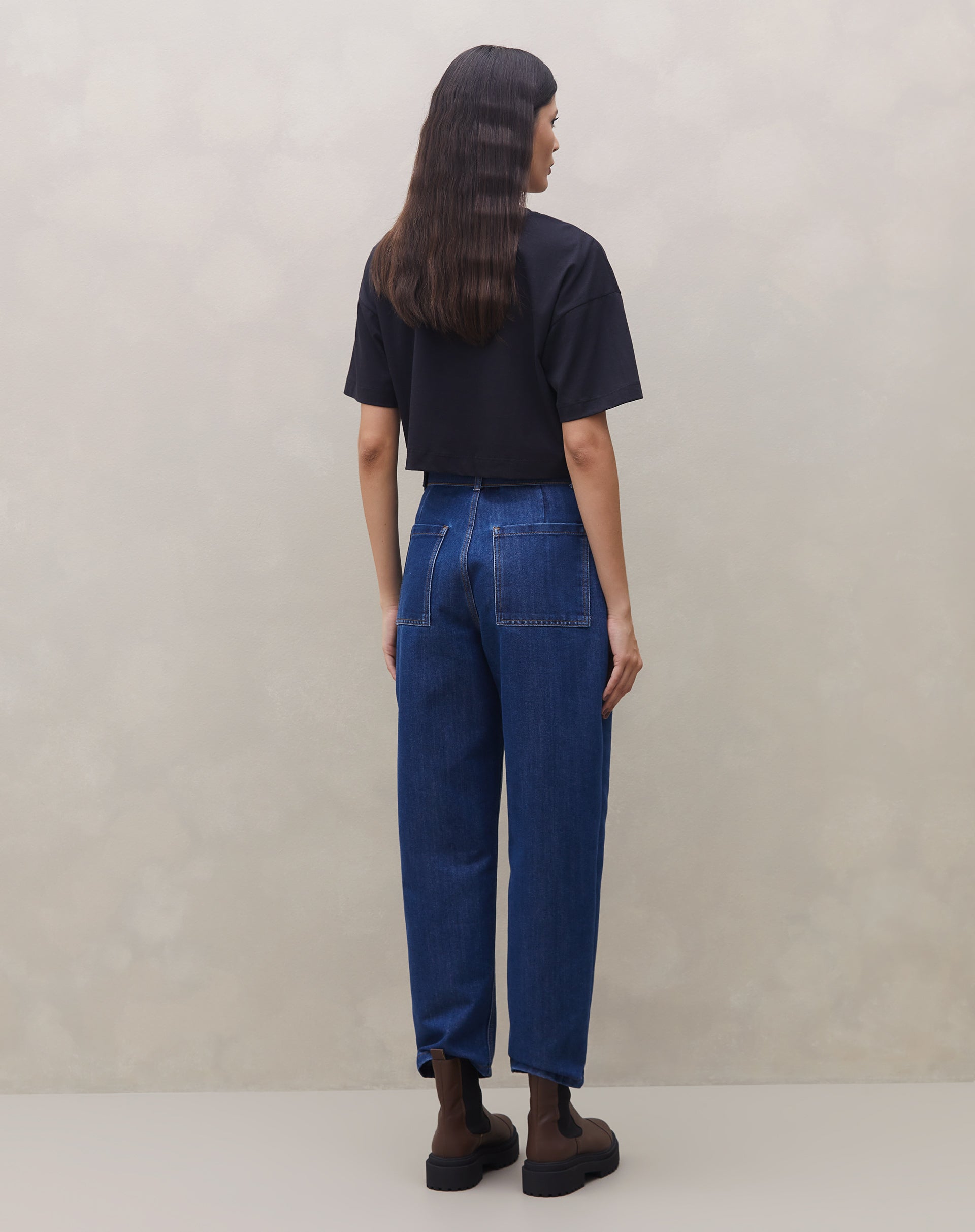 Calça Reta com Cinto Jeans - Azul Escuro