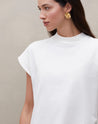 Camiseta de Malha sem Cava Gola Média - Off-white
