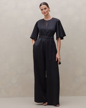 Macacão com Manga Sino Alfaiataria - Preto