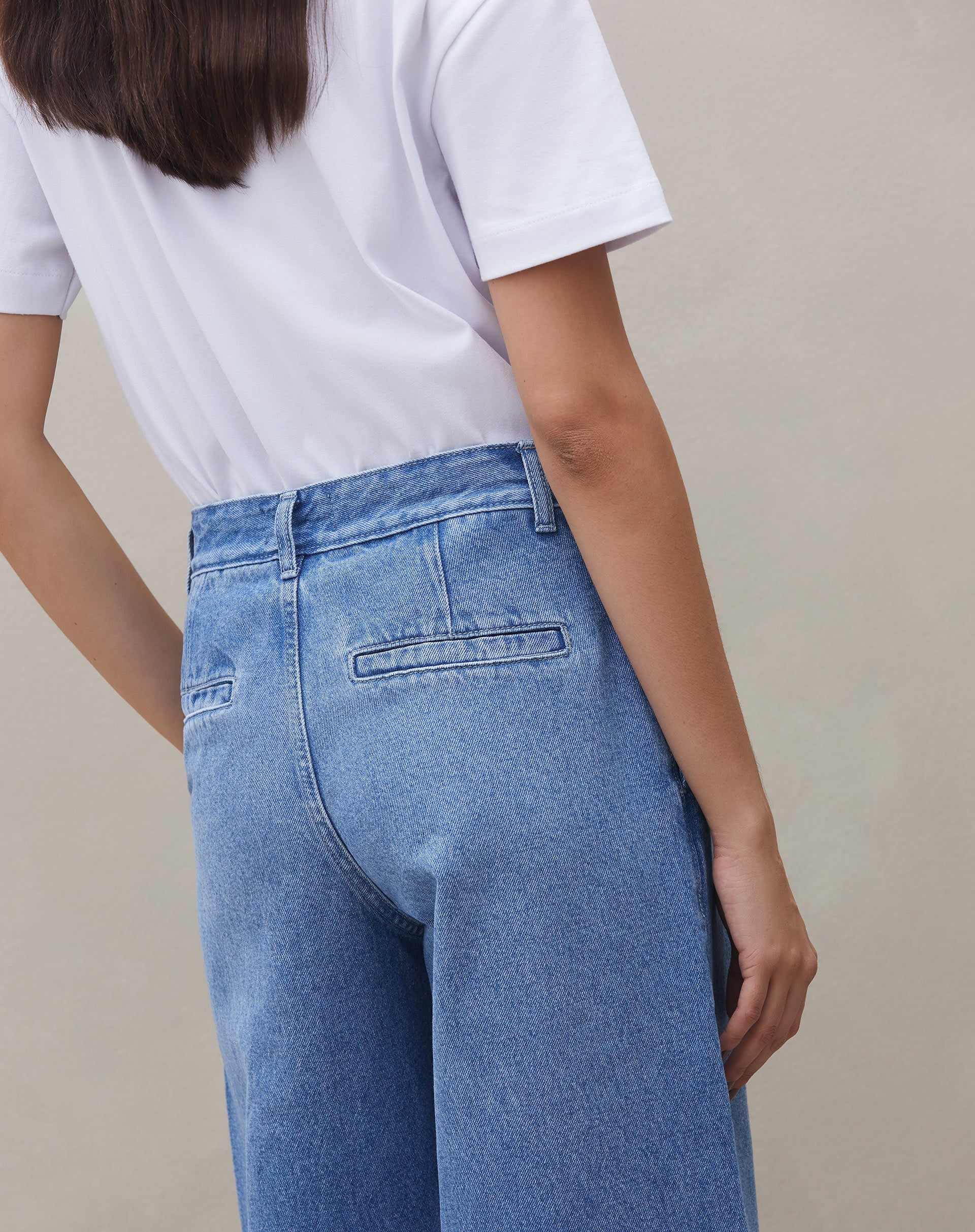 Calça Wide Leg Jeans - Azul Médio