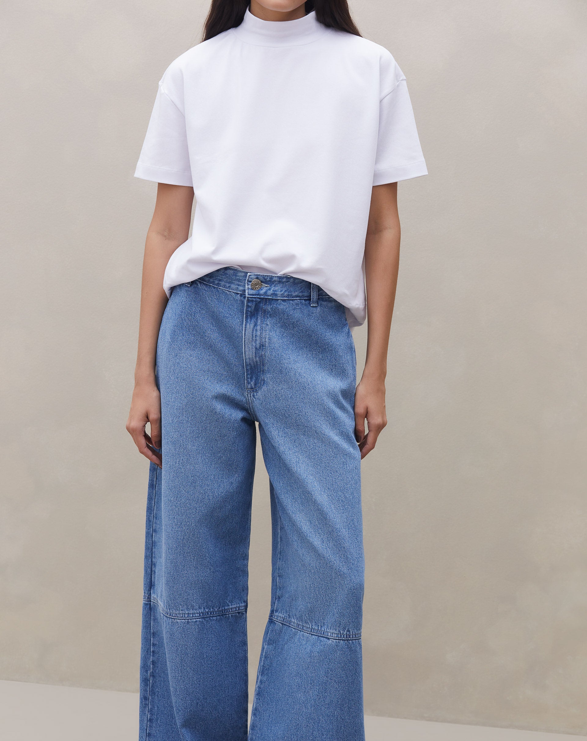 Calça Wide Leg Jeans - Azul Médio