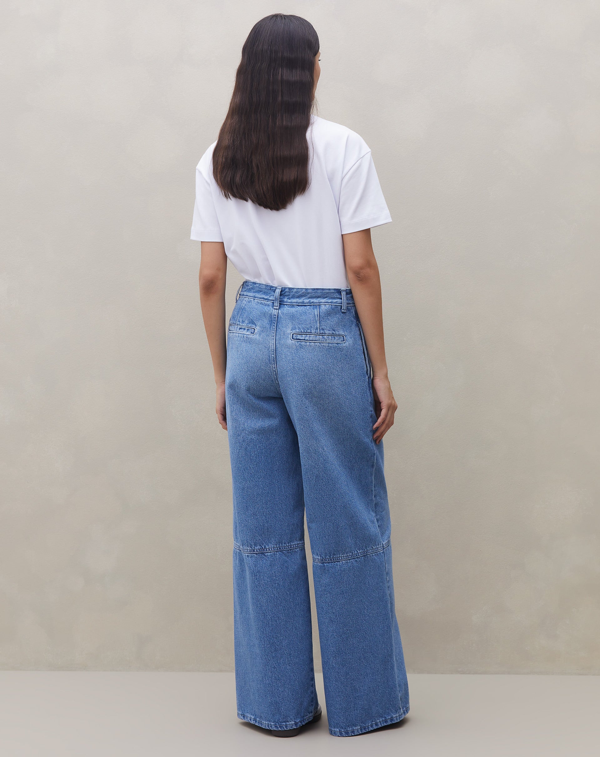 Calça Wide Leg Jeans - Azul Médio