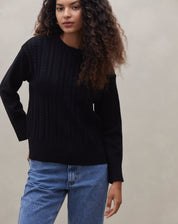 Suéter de Tricot Trançado - Preto