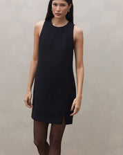 Vestido Curto com Fenda - Preto