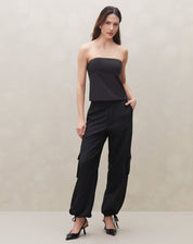 Blusa sem Alça Acinturada - Preto