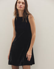 Vestido Curto de Veludo  - Preto