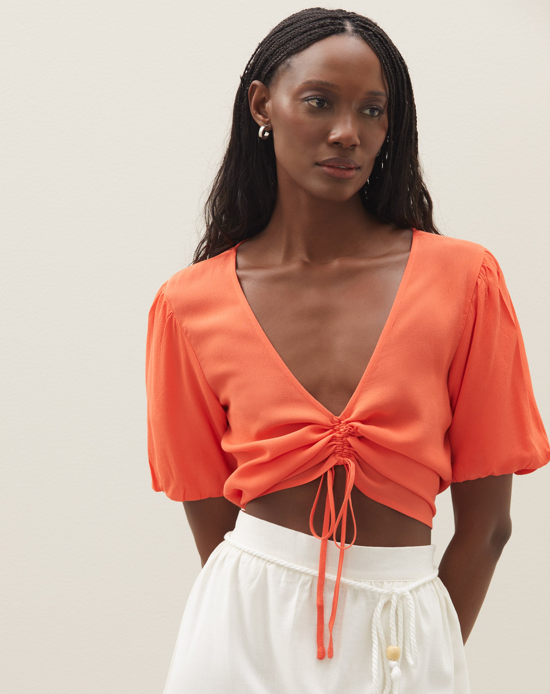 Blusa com Amarração Frontal - Laranja