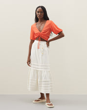 Blusa com Amarração Frontal - Laranja