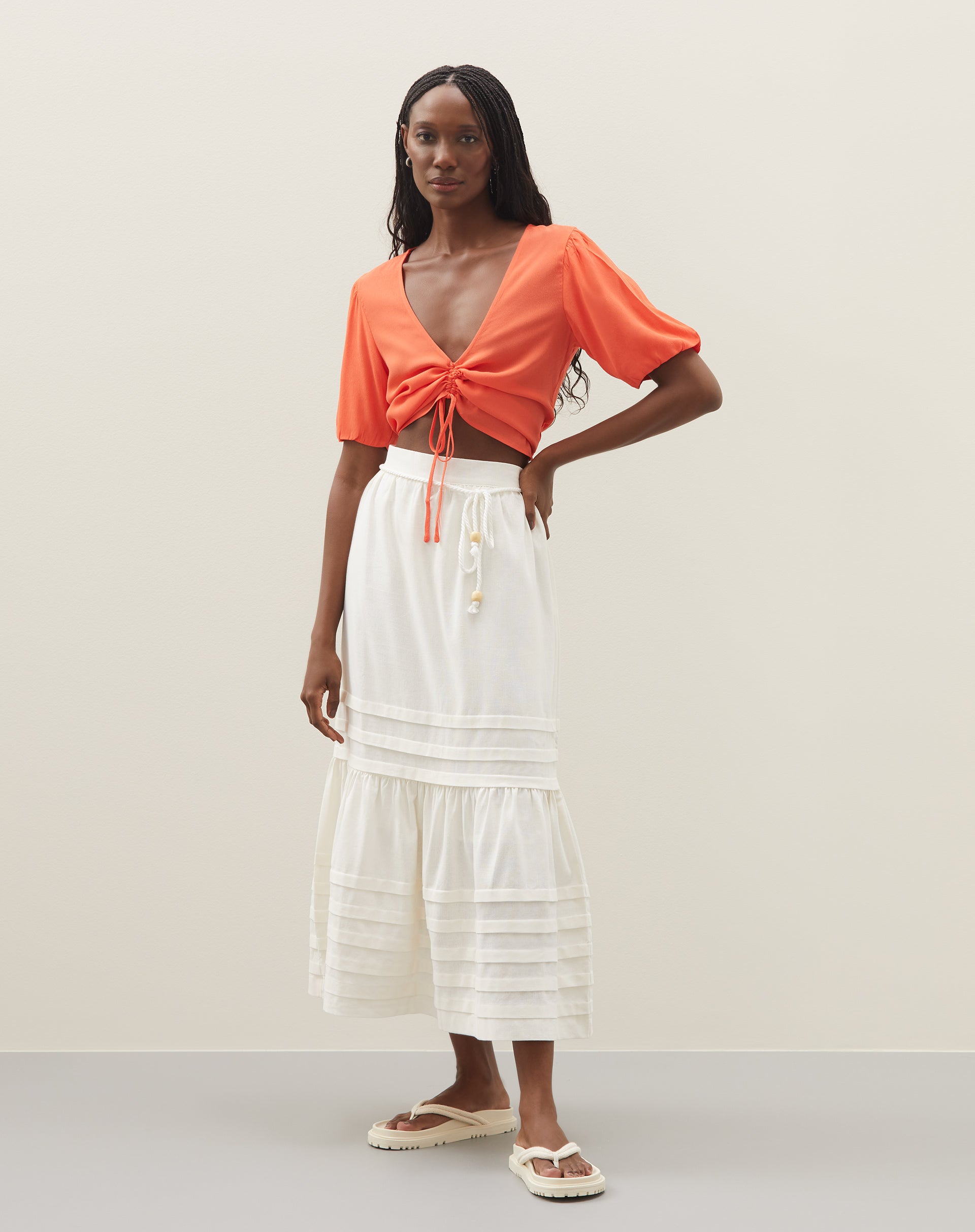 Blusa com Amarração Frontal - Laranja