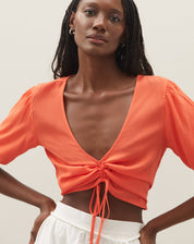 Blusa com Amarração Frontal - Laranja
