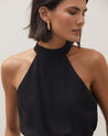 Macacão Halter Neck com Faixa de Amarração - Preto