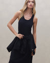 Vestido Midi de Malha com Recortes - Preto