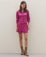 Saia Curta Pied de Poule Transpassada - Pink