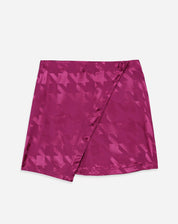 Saia Curta Pied de Poule Transpassada - Pink