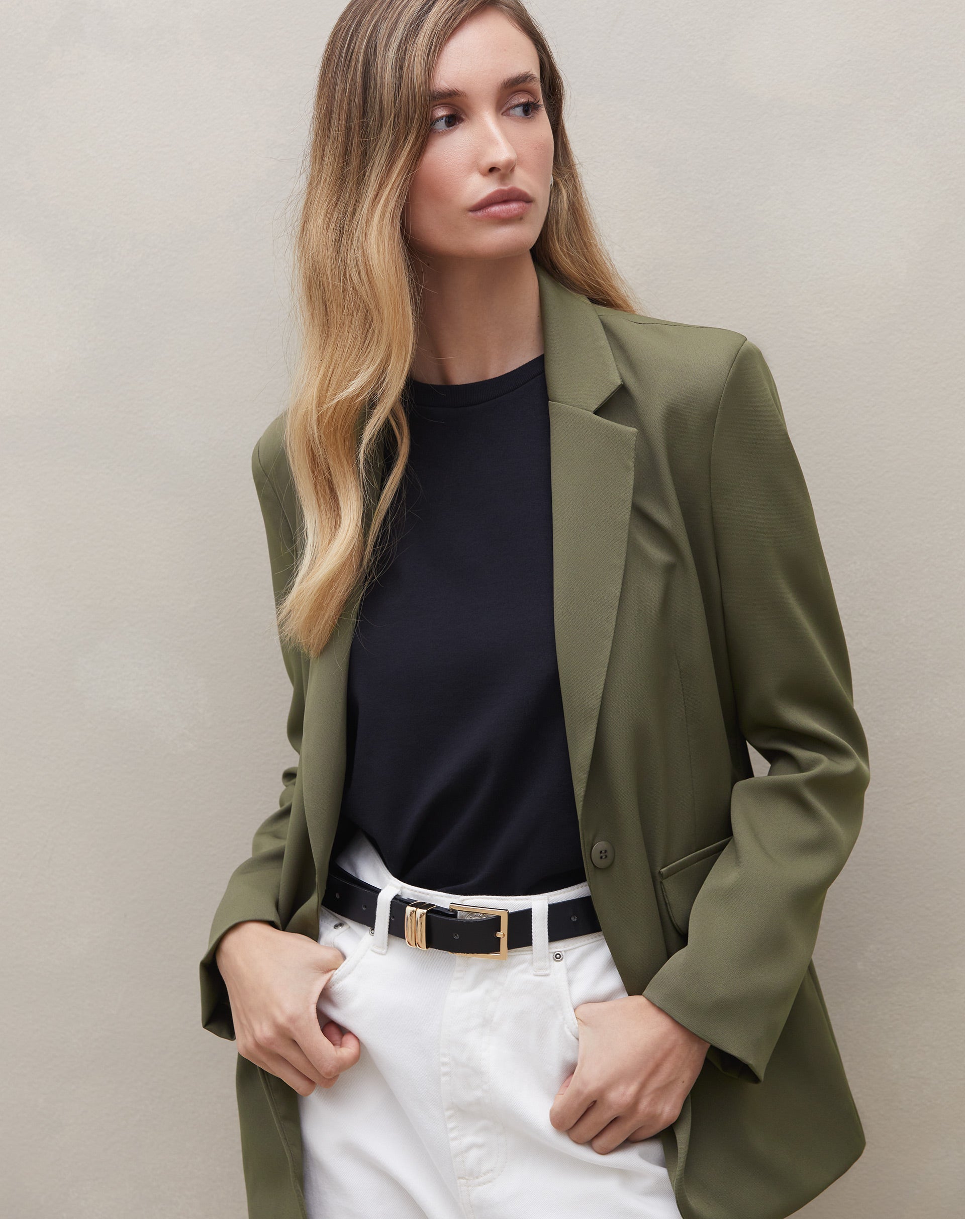 Blazer com Abotoamento Simples - Verde Militar