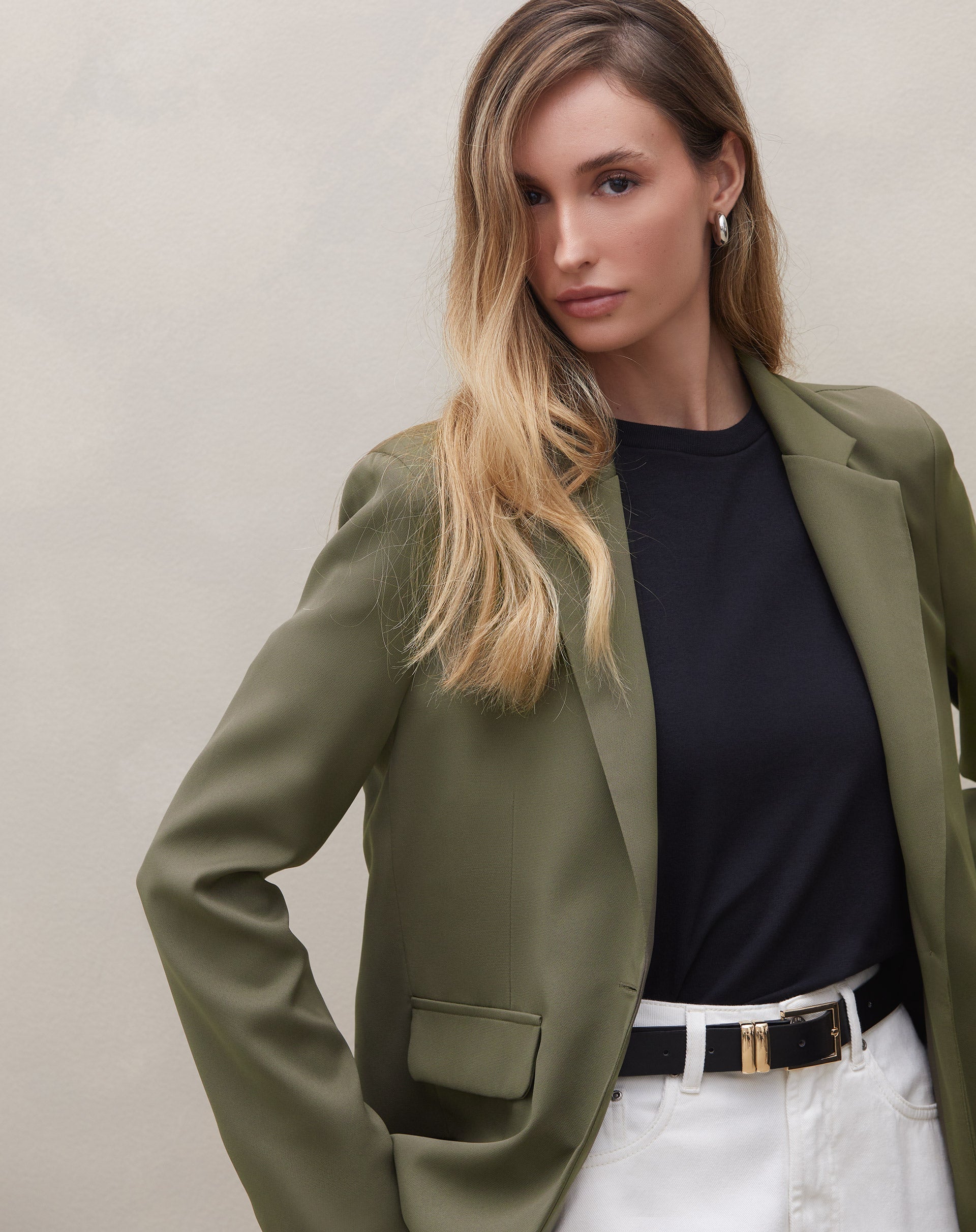 Blazer com Abotoamento Simples - Verde Militar