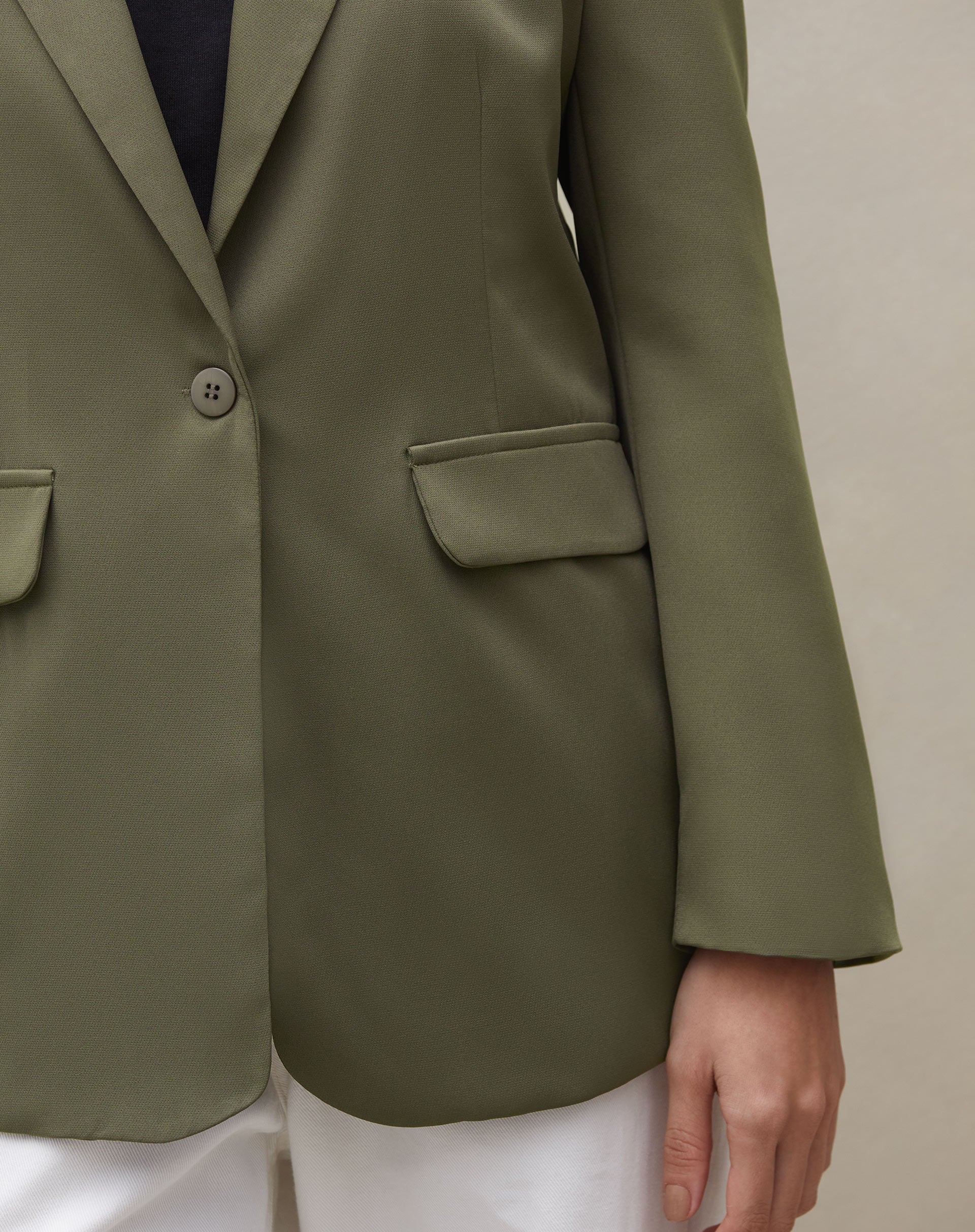 Blazer com Abotoamento Simples - Verde Militar