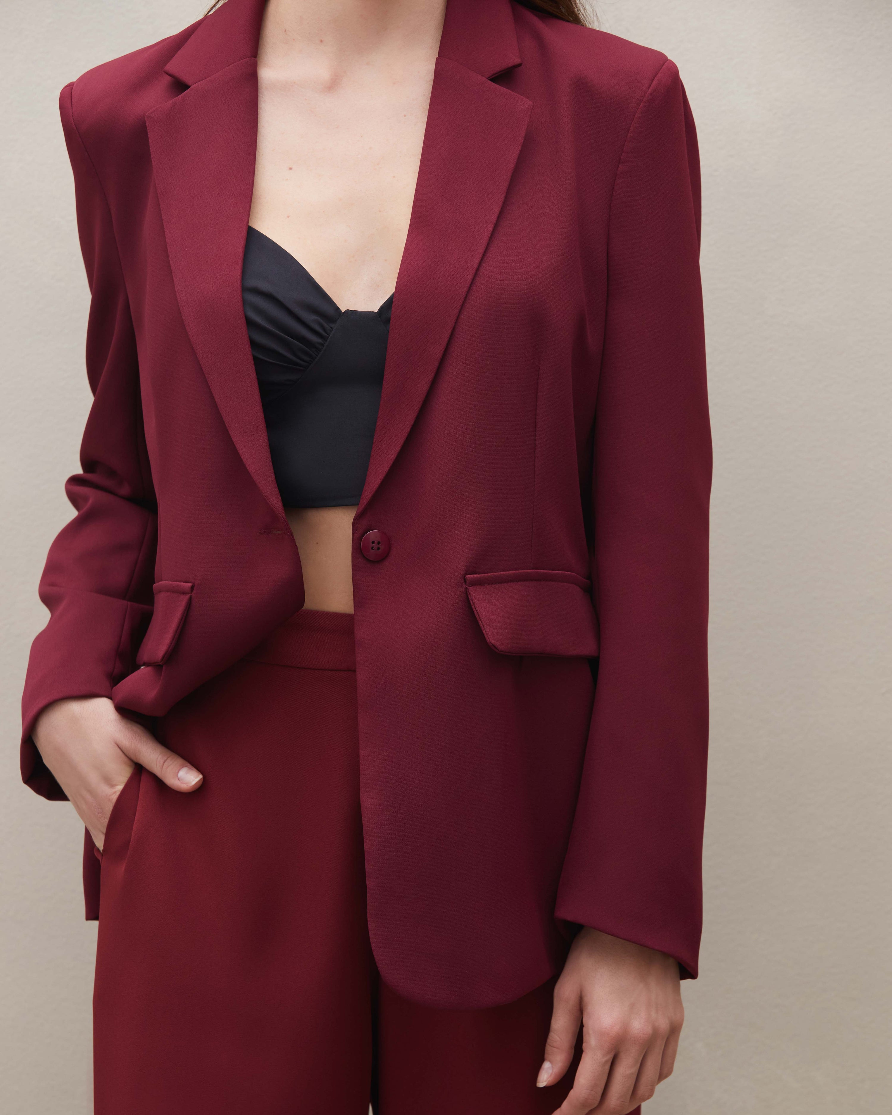 Blazer com Abotoamento Simples - Vinho