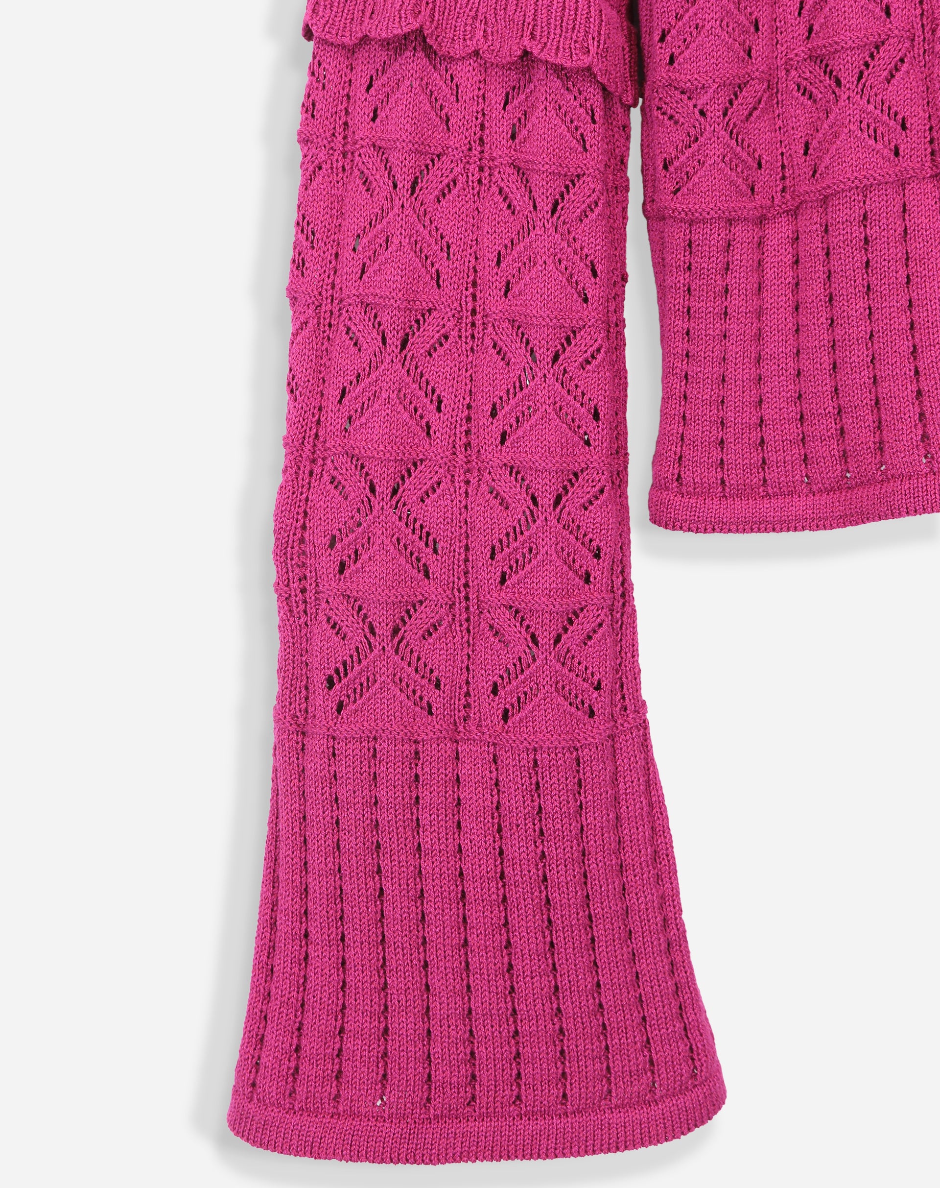 Suéter Manga Sino de Tricot com Textura - Rosa Escuro