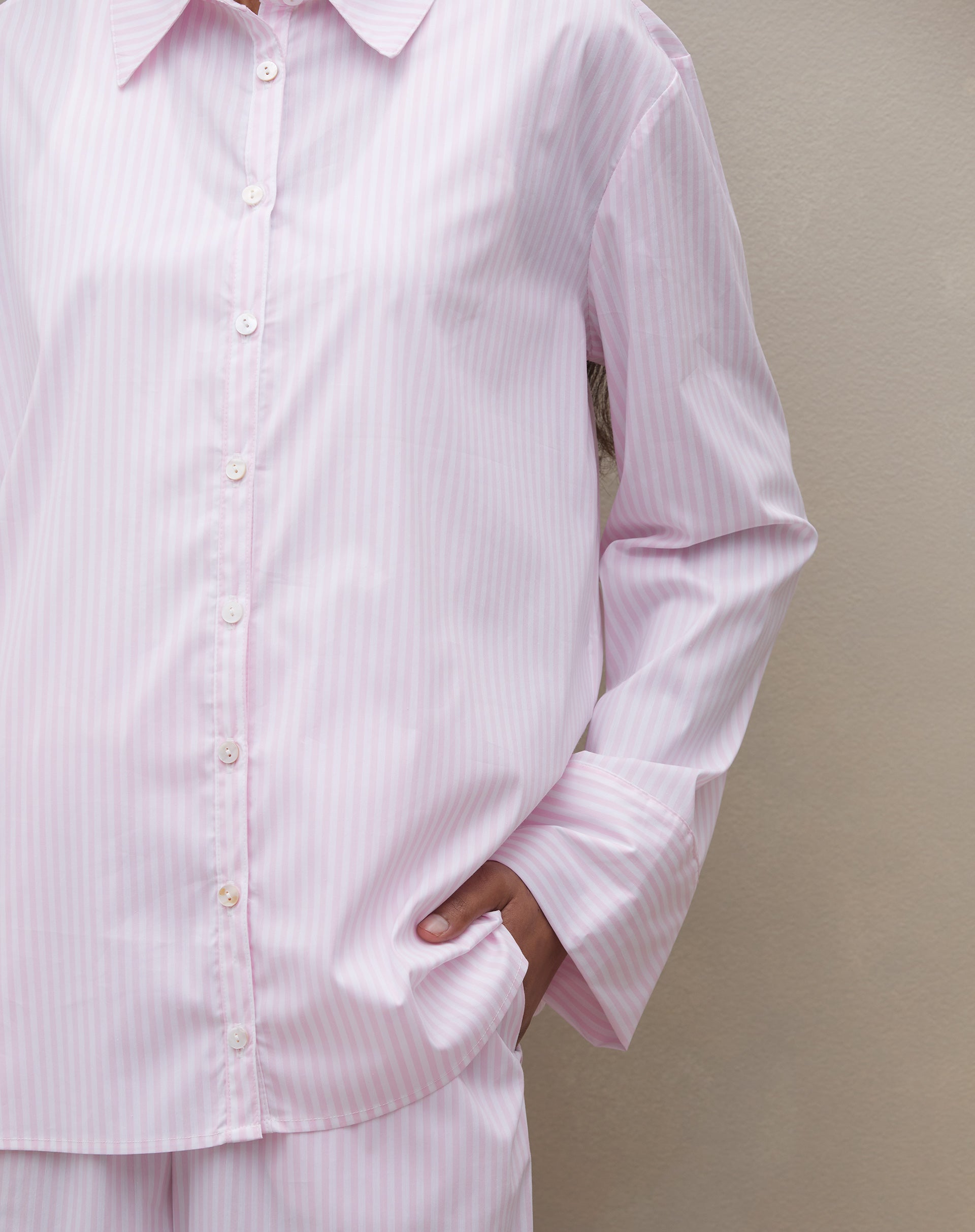 Camisa Manga Longa Fio Tinto - Rosa