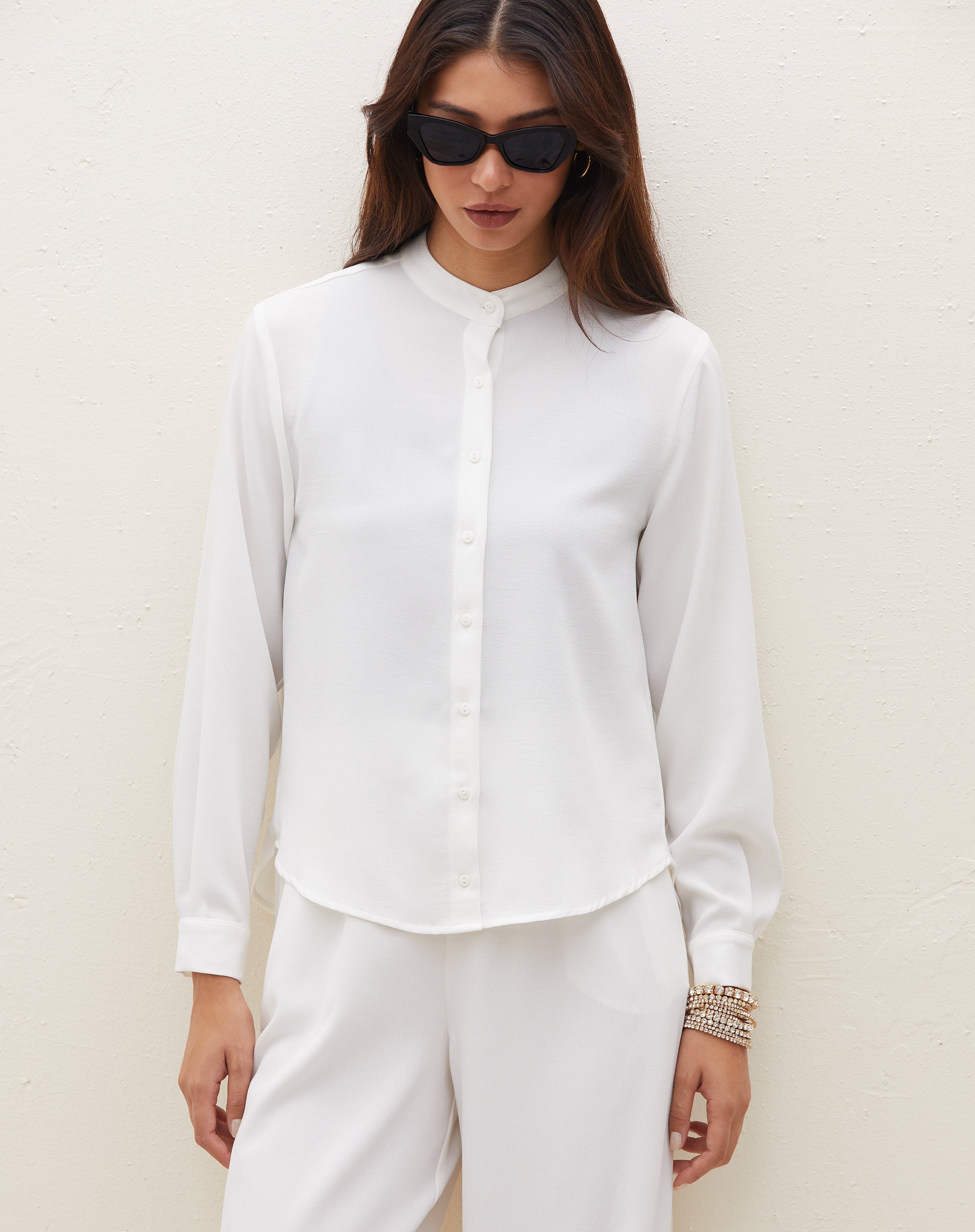 Camisa Manga Longa de Crepe - Off-white