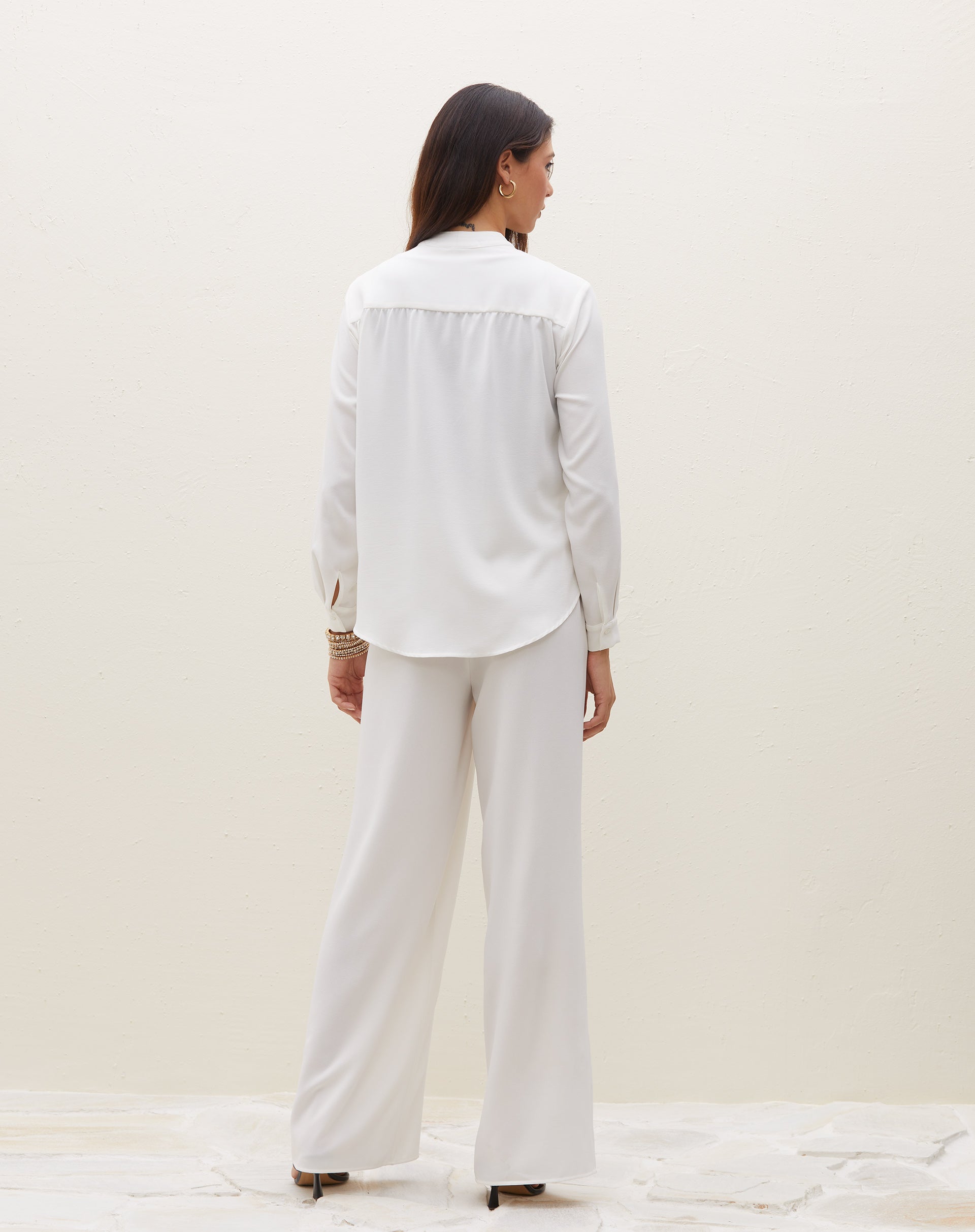 Camisa Manga Longa de Crepe - Off-white