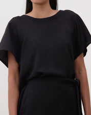 Blusa Ampla de Manga Curta - Preto