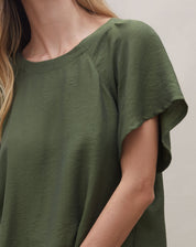 Blusa Ampla de Manga Curta - Verde Militar