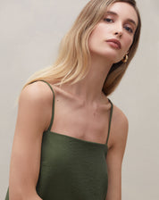Vestido Curto Reto com Alça - Verde Militar