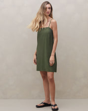 Vestido Curto Reto com Alça - Verde Militar