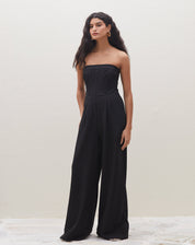 Macacão sem Alça Wide Leg Barra Larga - Preto