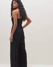 Macacão sem Alça Wide Leg Barra Larga - Preto
