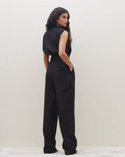 Macacão Regata de Alfaiataria Wide Leg - Preto
