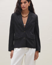 Blazer Slim Abotoamento Simples - Preto