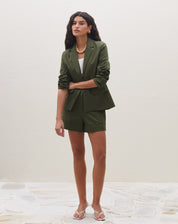 Blazer Slim Abotoamento Simples - Verde Escuro
