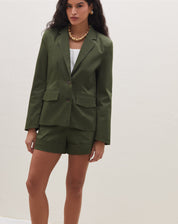 Blazer Slim Abotoamento Simples - Verde Escuro