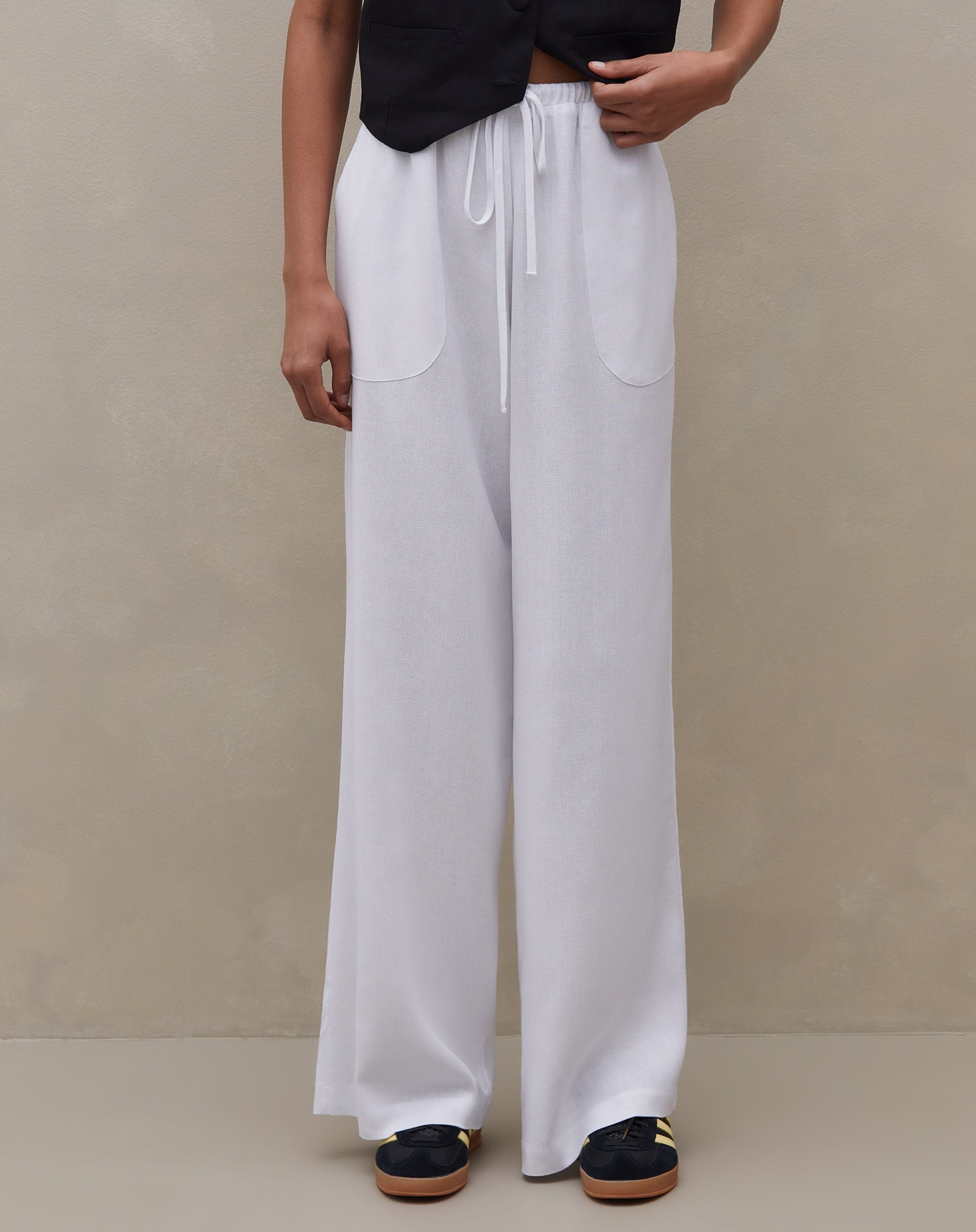 Calça Wide Leg de Linho  - Branco