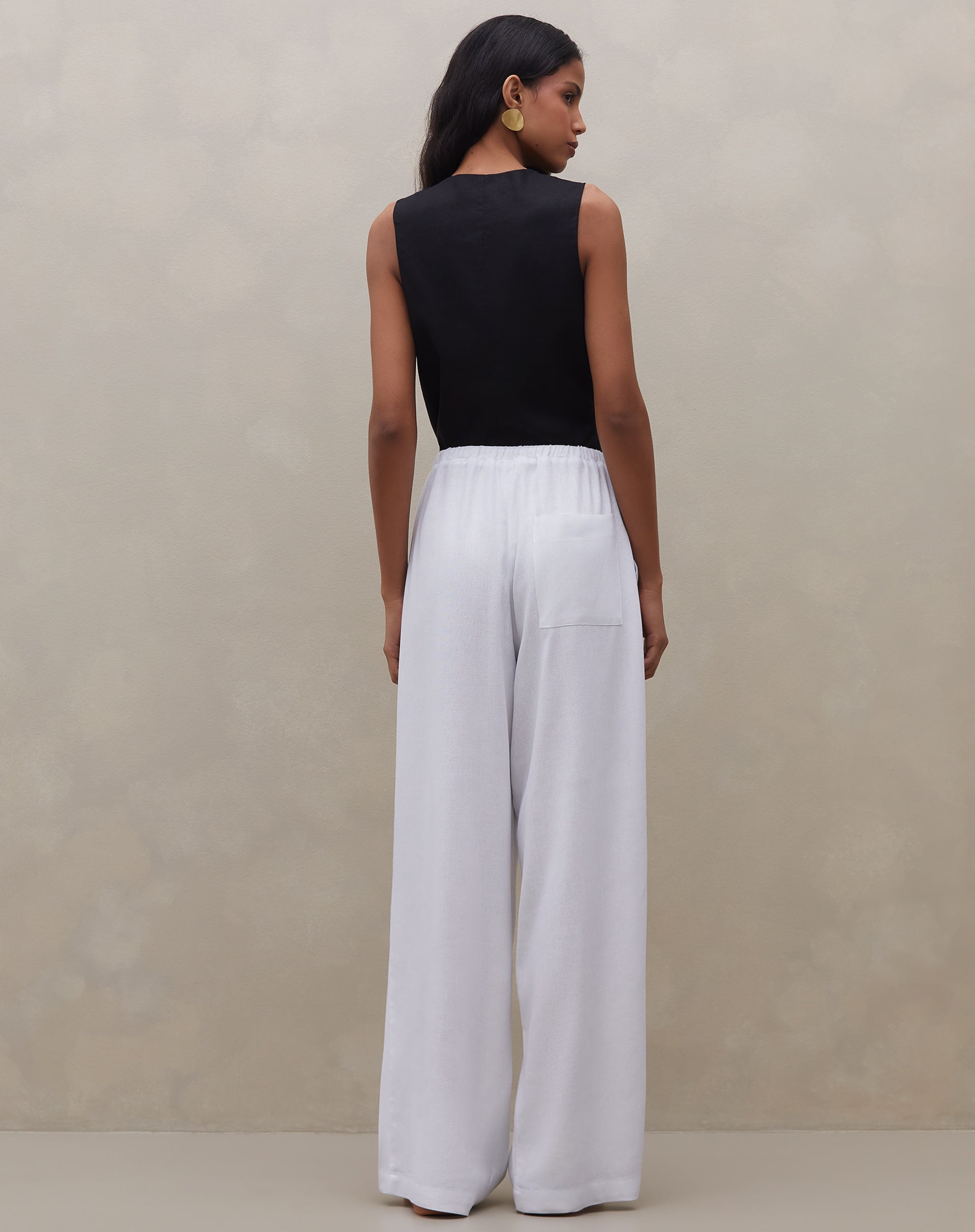 Calça Wide Leg de Linho  - Branco