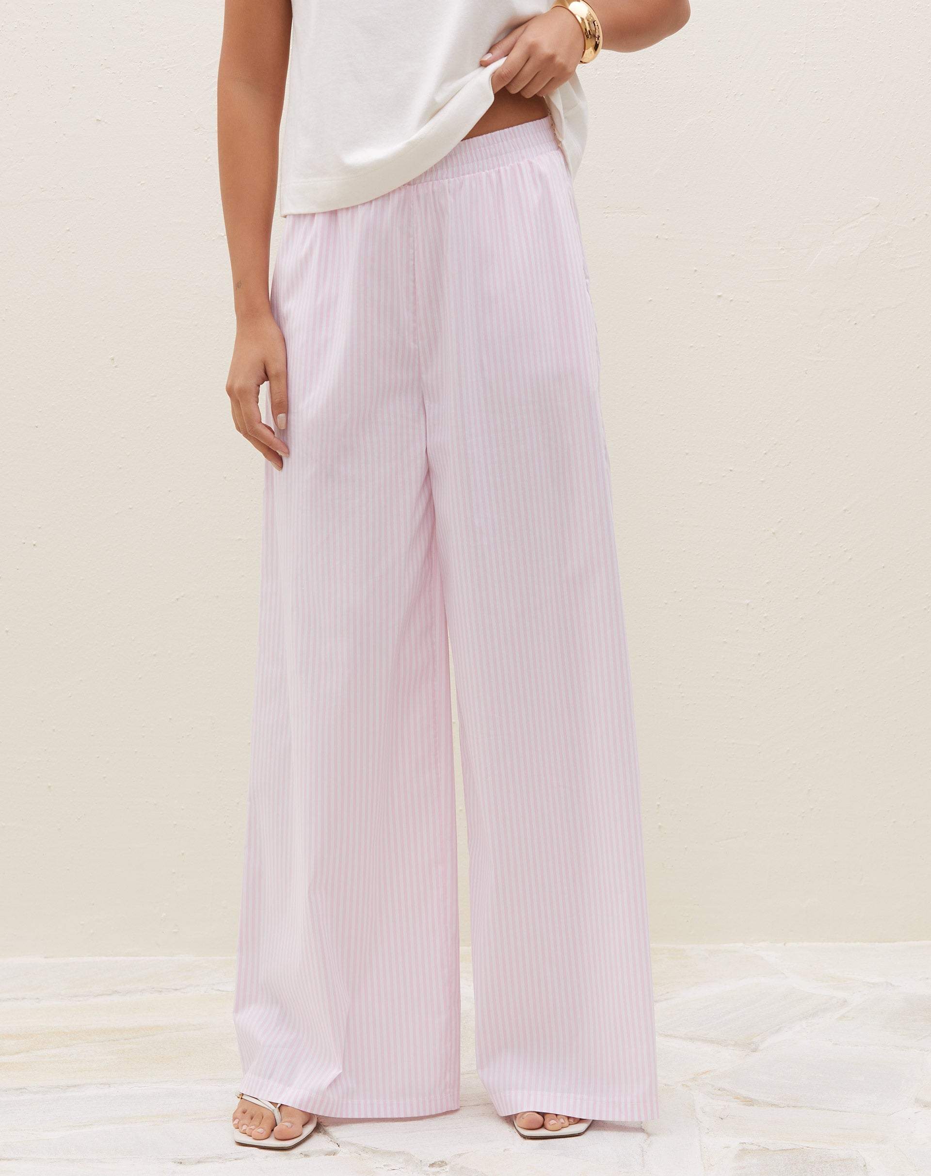 Calça Wide Leg Fio Tinto - Rosa