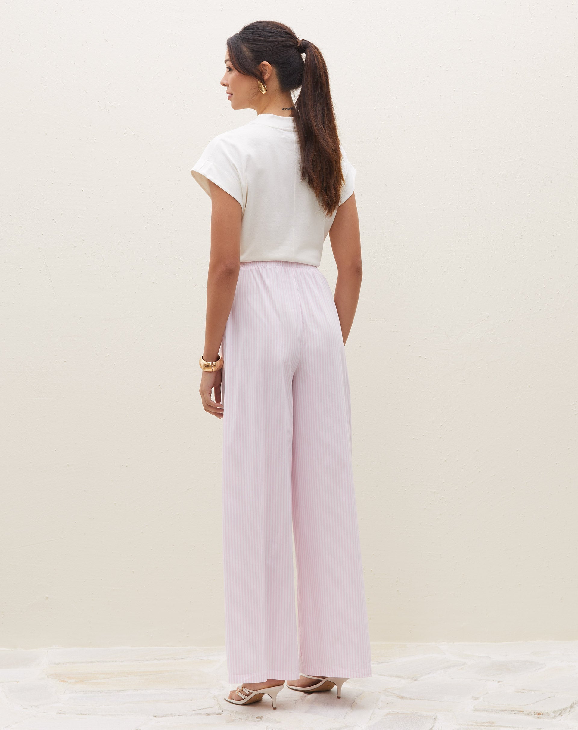 Calça Wide Leg Fio Tinto - Rosa