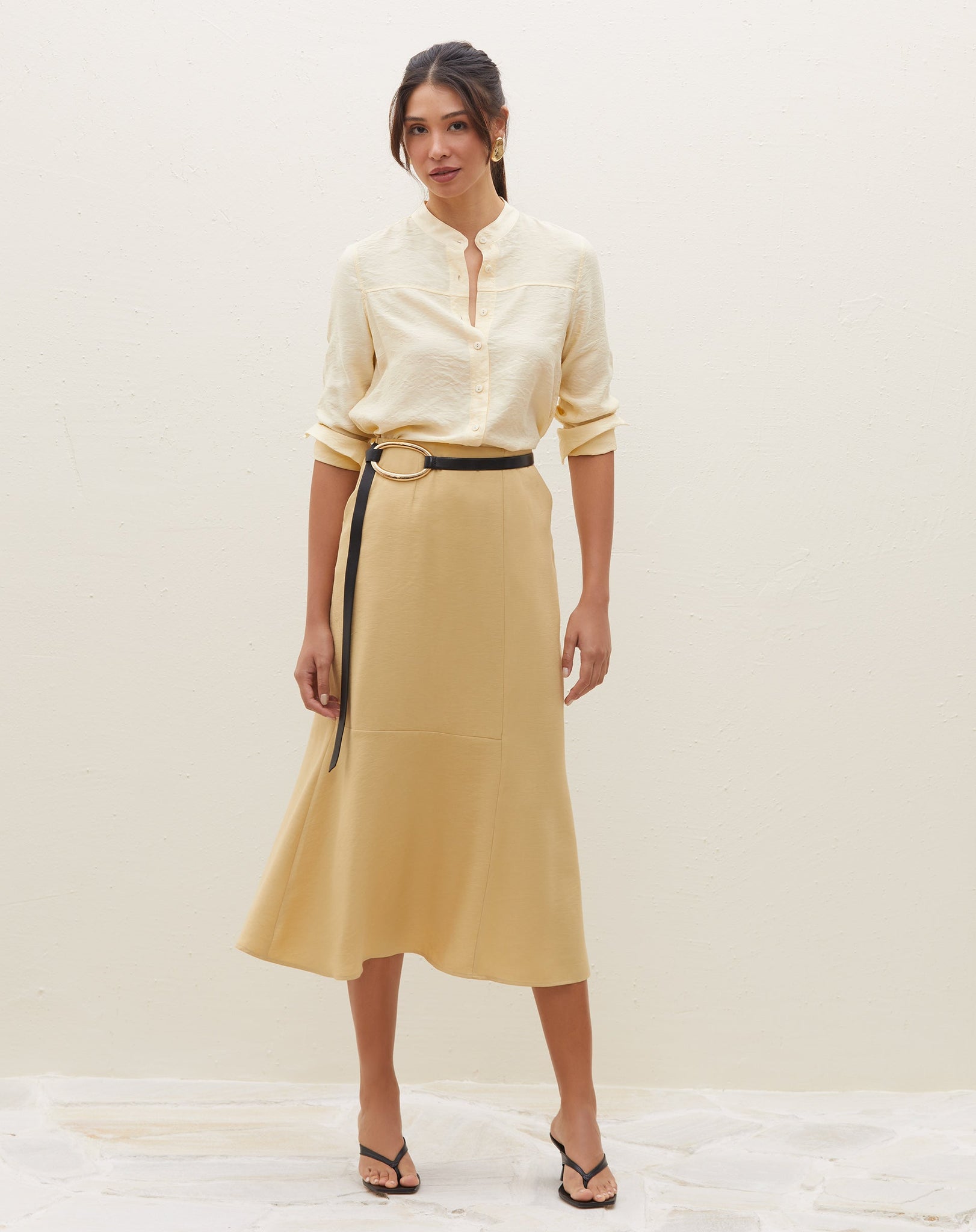 Saia Midi com Recortes Areia – AMARO - Main Image