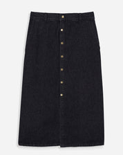Saia Midi Jeans - Preto