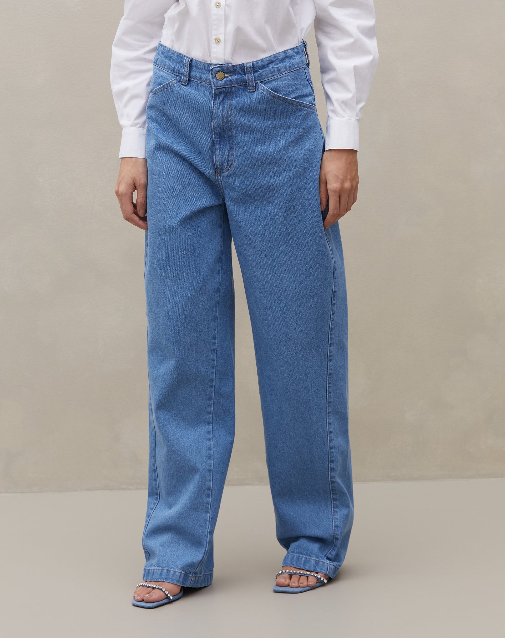 Calça Reta Jeans - Azul Claro