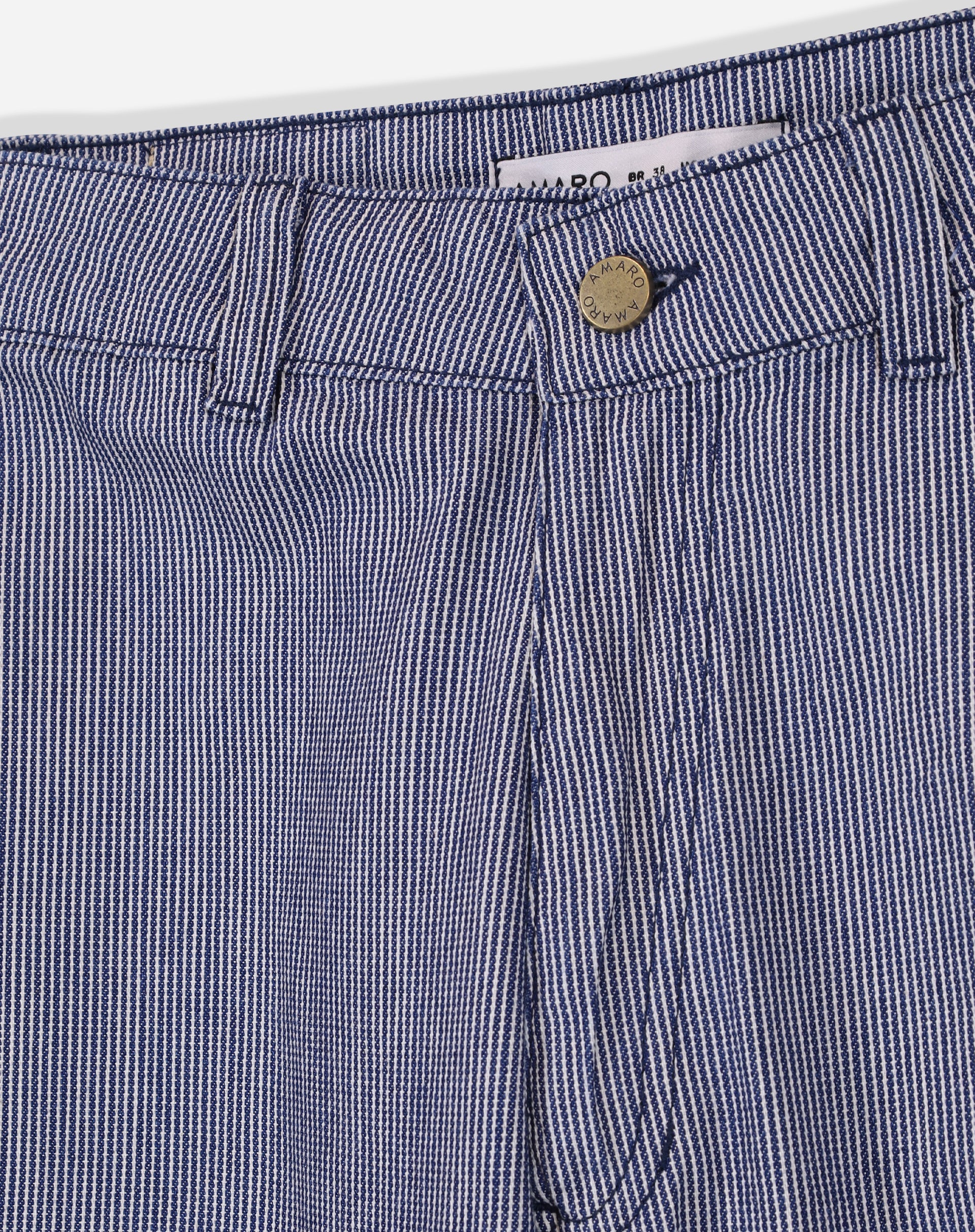 Calça Reta Listrada Jeans - Listrado Azul Fino