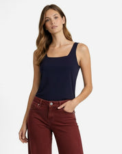 Regata Decote Quadrado de Algodão - Azul