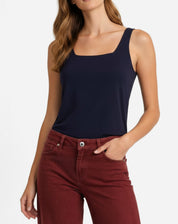 Regata Decote Quadrado de Algodão - Azul