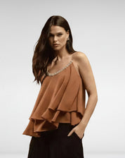 Regata Decote U de Babados - Bege