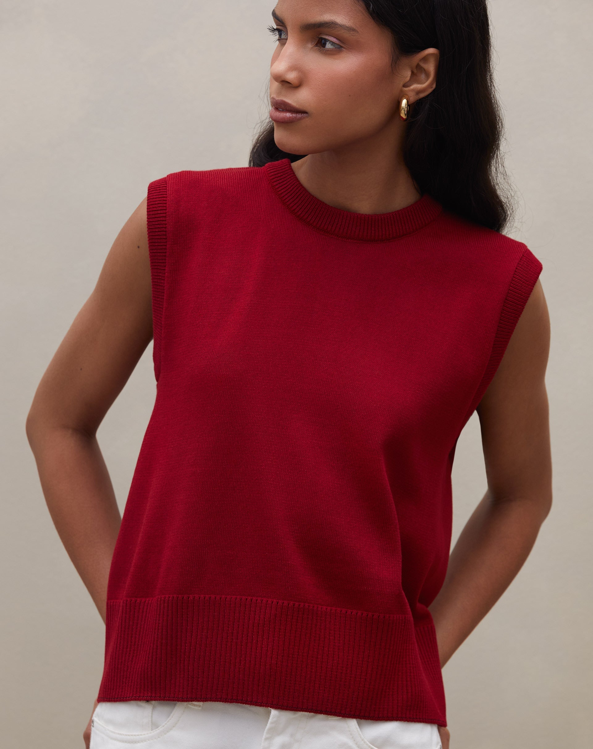 Blusa com Costas Transpassadas de Tricot - Vermelho